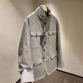Montecore X Loro Piana Rain System Men's Winter Wool Tweed Fabric Hidden Hooded Puffer Down Jacket #97595