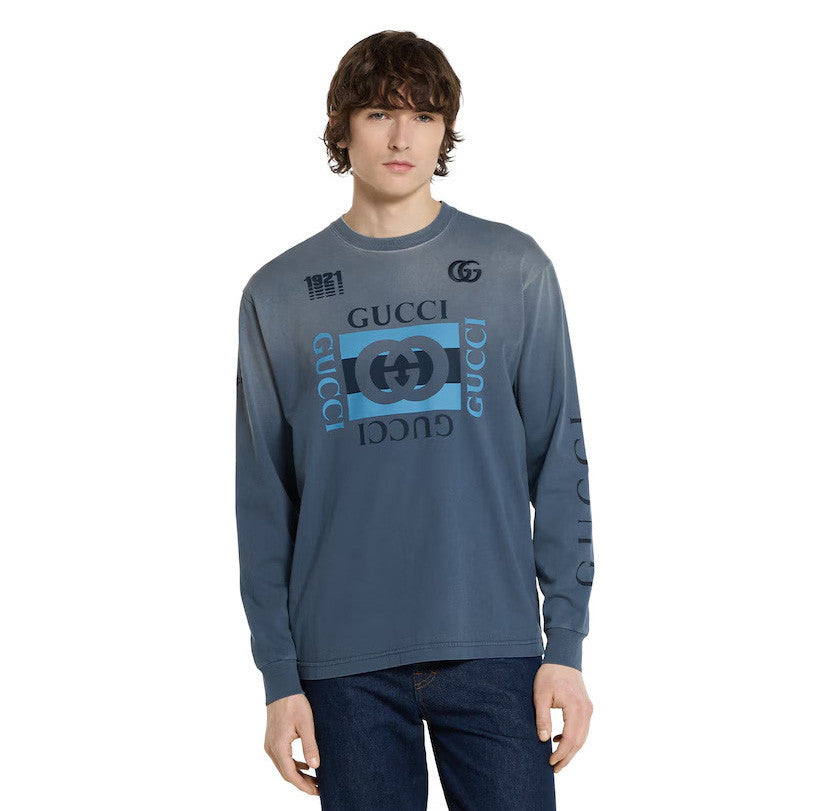 Gucci Men's And Women's Spring/Summer Solid Color Fashion Casual Gradient Print Plain Weave Long Sleeve Round Neck Sweatshirt #78275