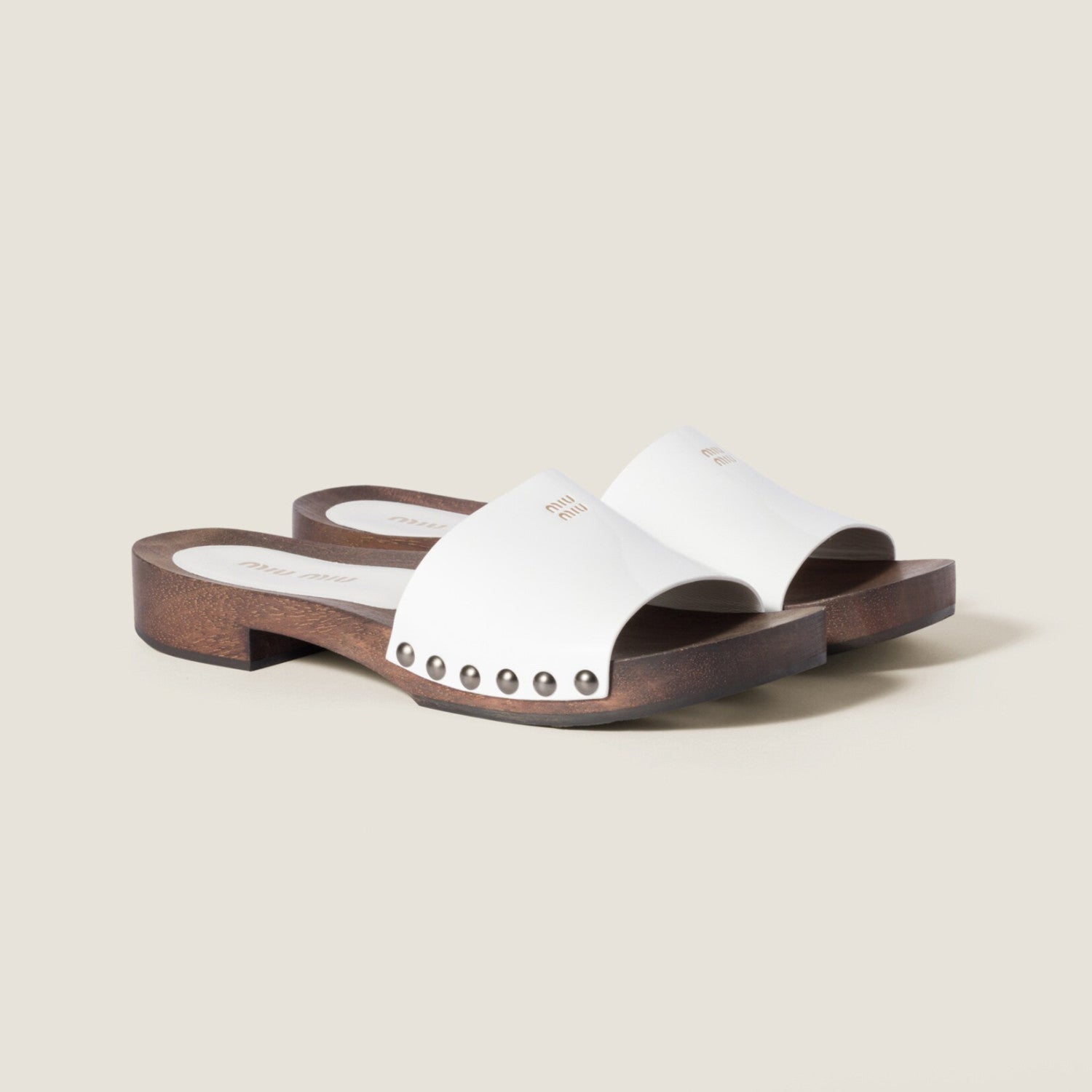 MiuMiu Women's Summer Fashion Casual Round Toe Slip On Suede Leather Wooden Sole Sandals Shoes #78432