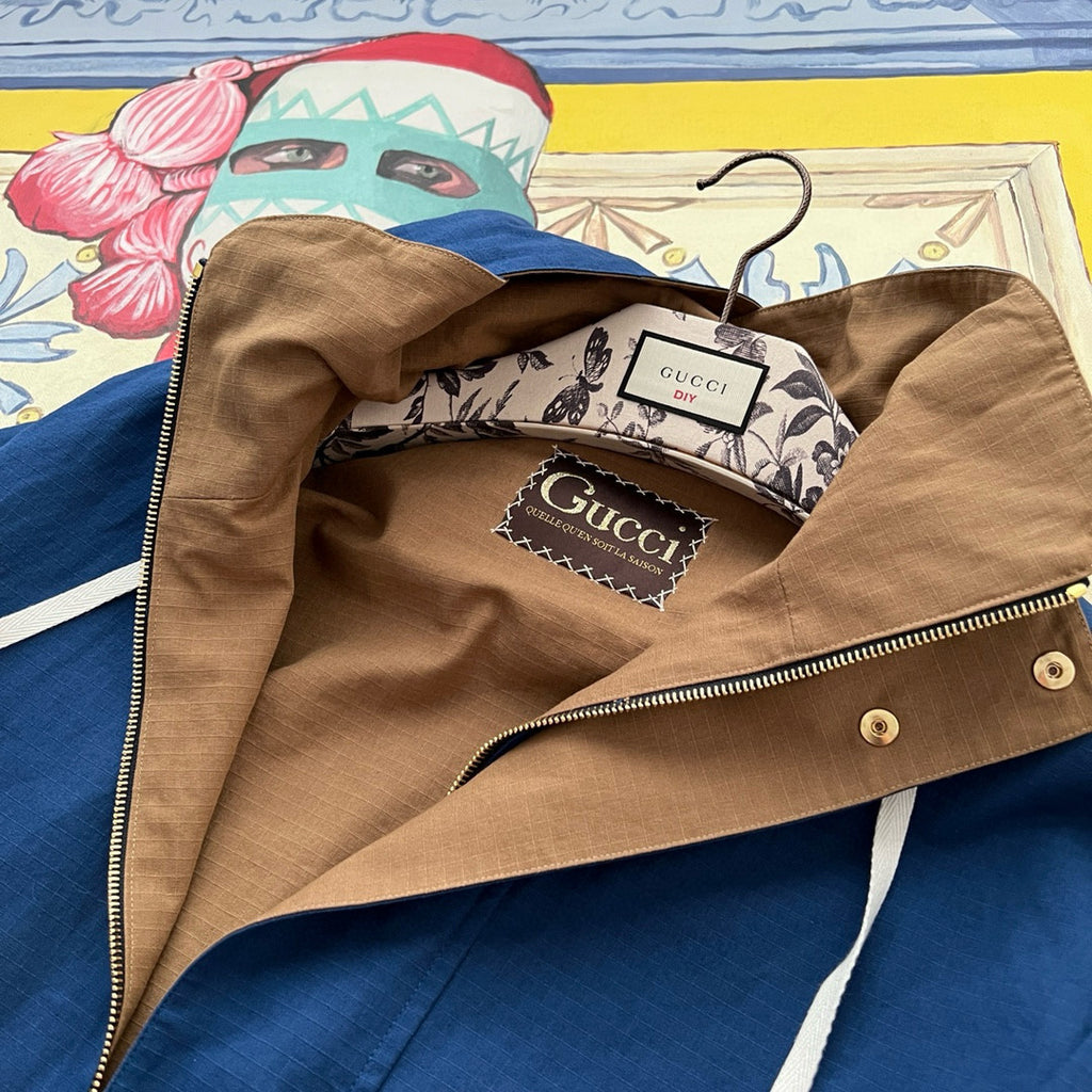 Gucci Men's Spring and Autumn Solid Color Logo Printed Reversible Zipper Long Sleeve Jacket #74788