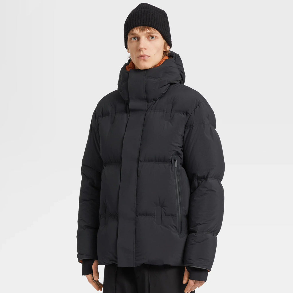 Ermenegildo Zegna Men's Winter Solid Colour Casual Zip Hooded Long Sleeve Fashion Loose Puffer Down Jacket Coat Ngvp #7441
