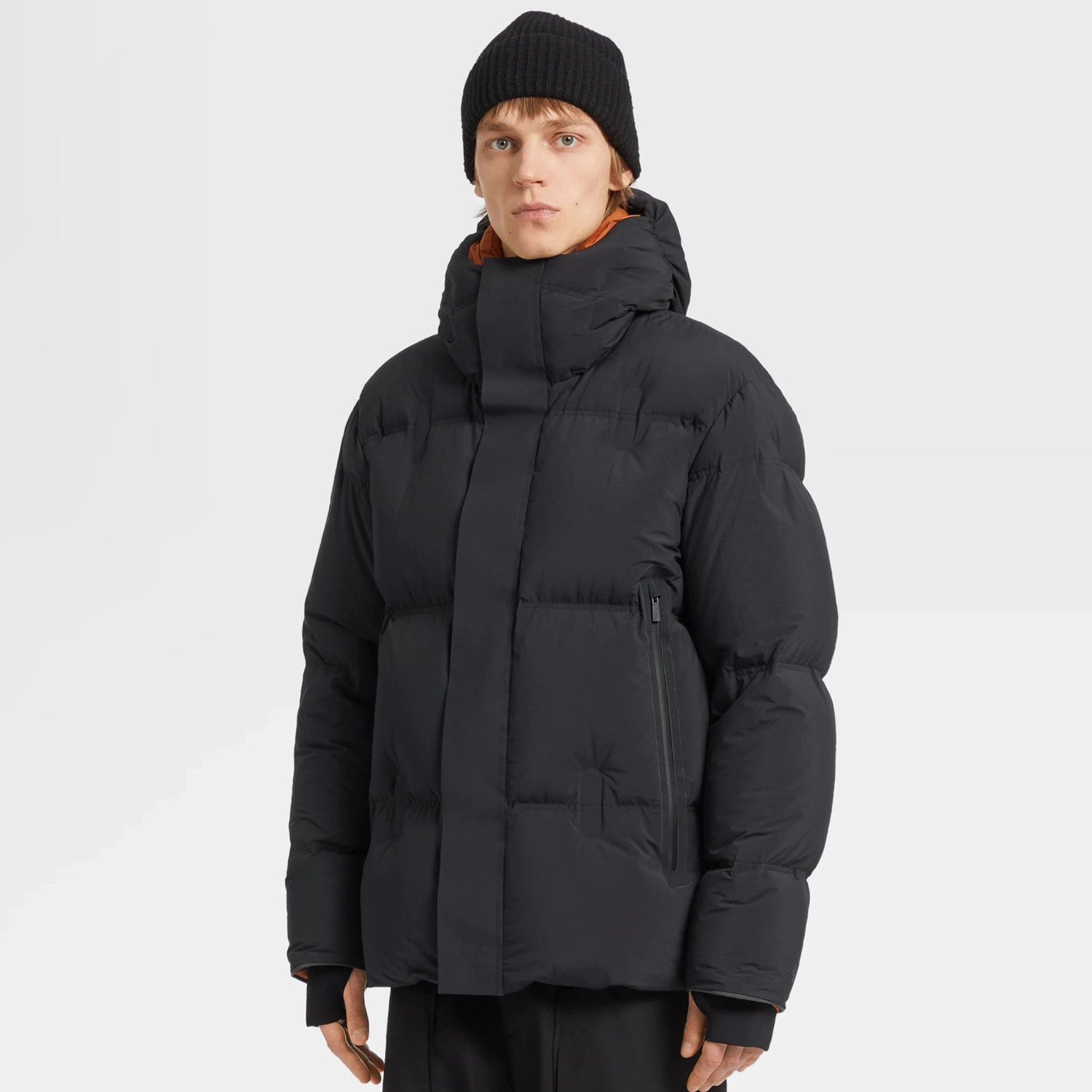 Ermenegildo Zegna Men's Winter Solid Colour Casual Zip Hooded Long Sleeve Fashion Loose Puffer Down Jacket Coat Ngvp #7441
