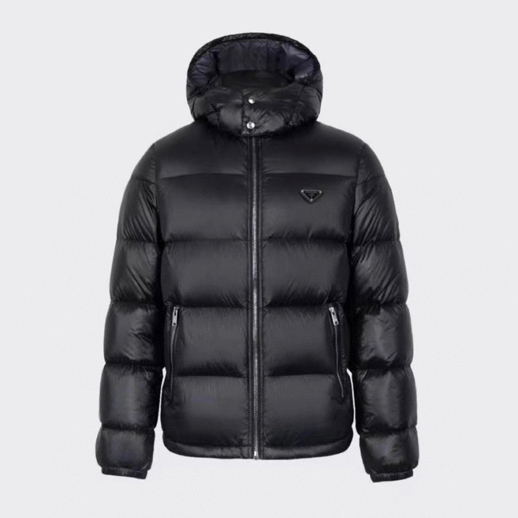 Prada Winter Black Oversize Genderless Hooded Zip Puffer Down Jacket #97147