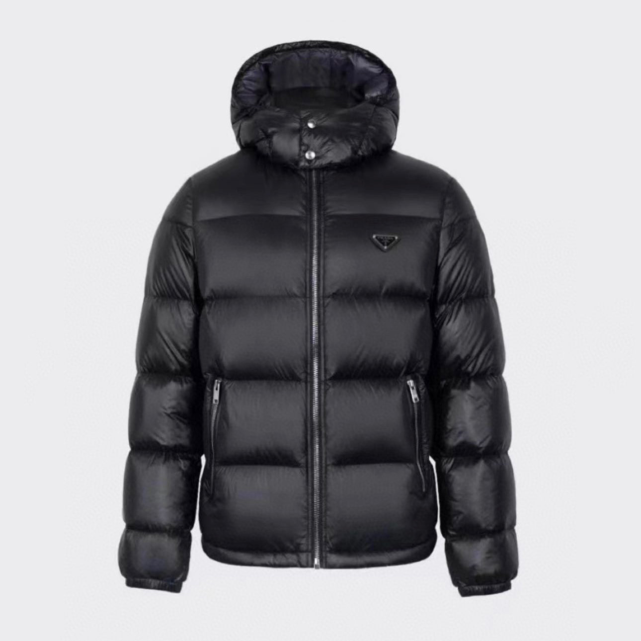 Prada Winter Black Oversize Genderless Hooded Zip Puffer Down Jacket #97147