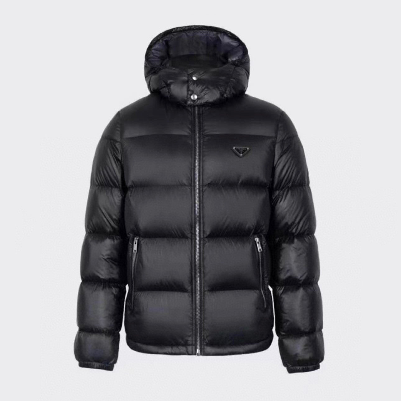 Prada Winter Black Oversize Genderless Hooded Zip Puffer Down Jacket #97147