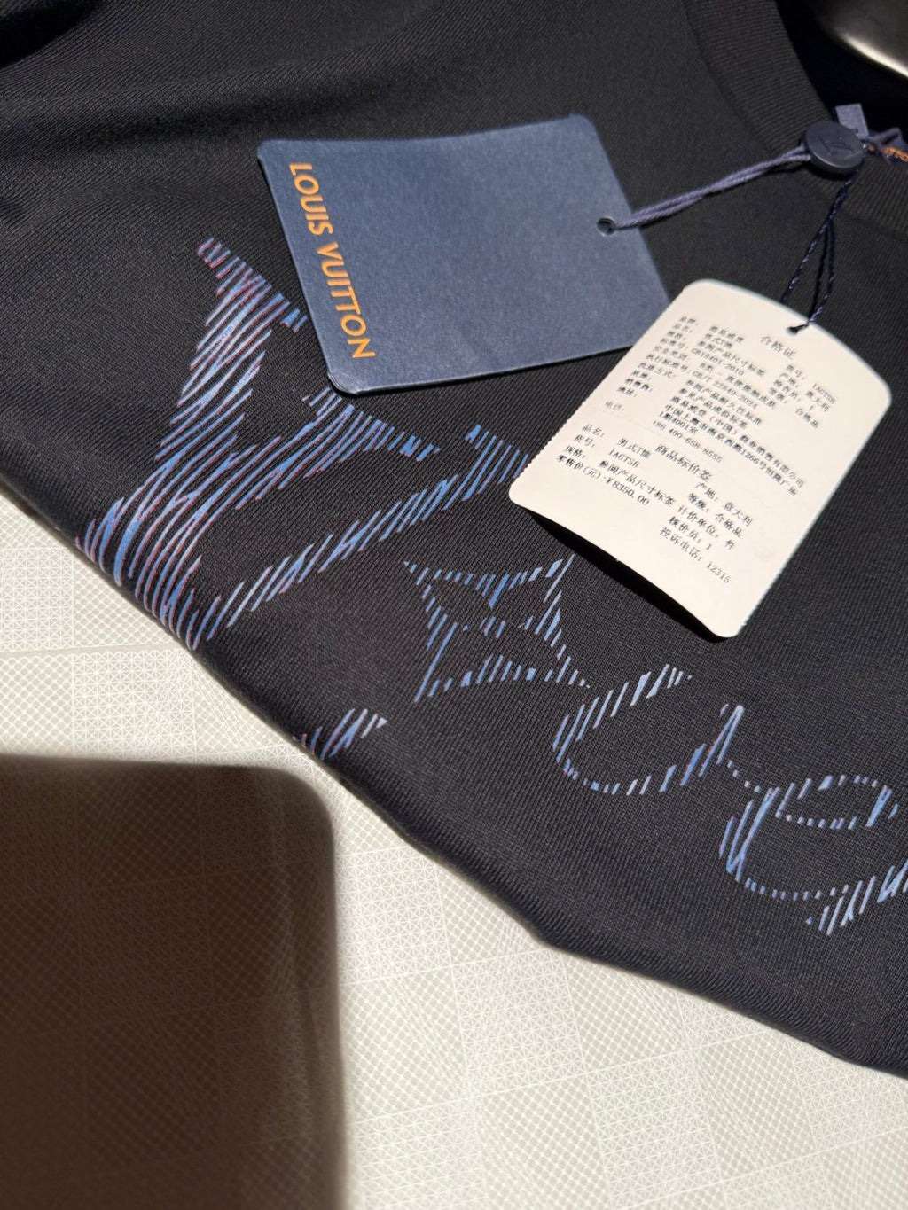 Louis Vuitton Men's Summer Logo Beaded Embroidery Letter Printed Solid Color Round Neck Short Sleeve T-Shirt #75961