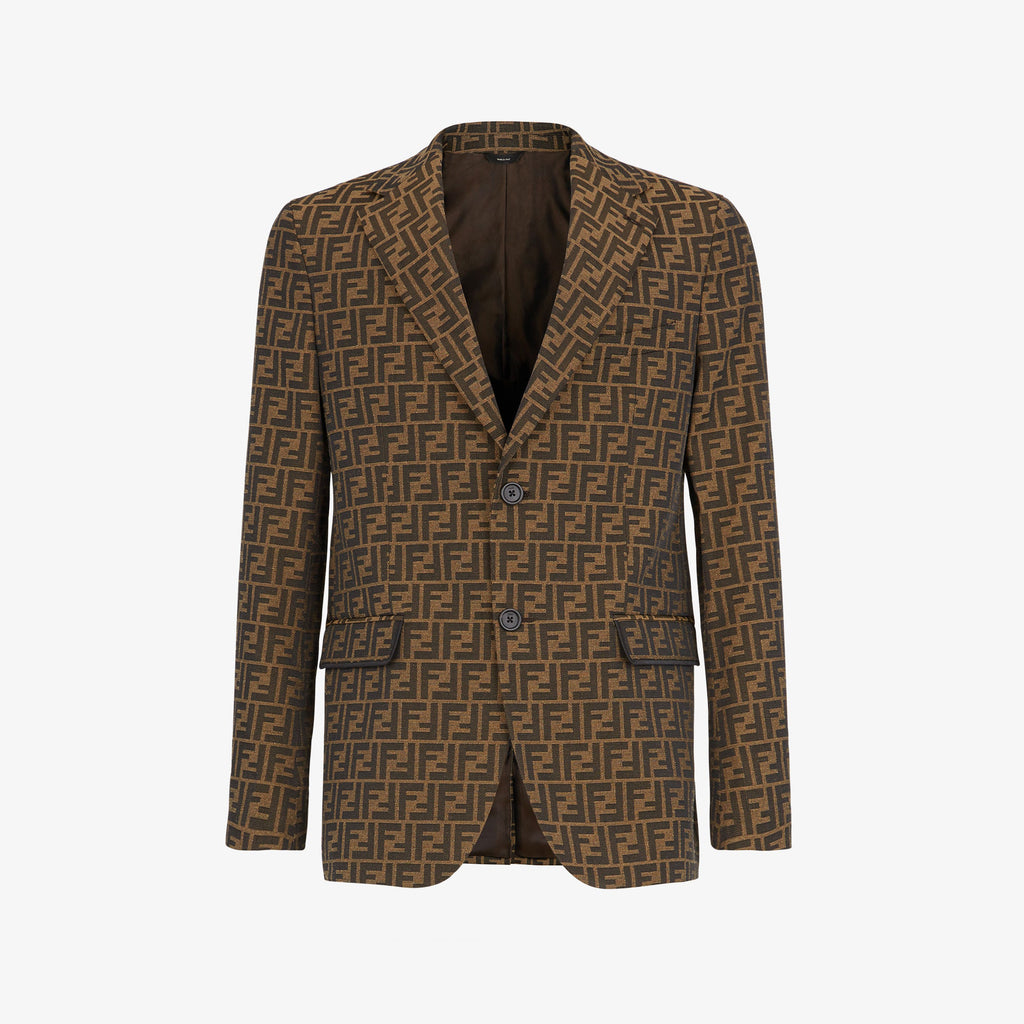 Fendi Men's Fall And Winter F Full Print Casual Suit Jacquard Lapel Single-breasted Jacket Straight Suit Pants Set #71558