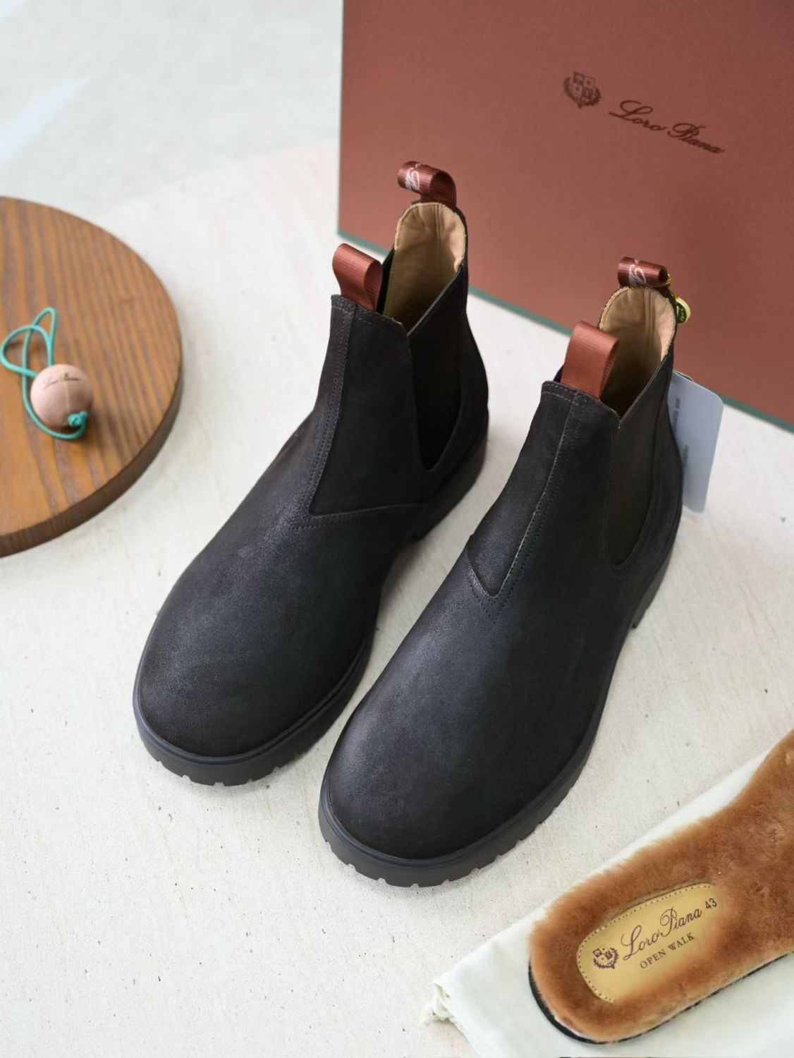 Loro Piana Men's Dover Walk Men's Chelsea Boots Winter shoes Low Cut Round Toe Martin Boot #332379