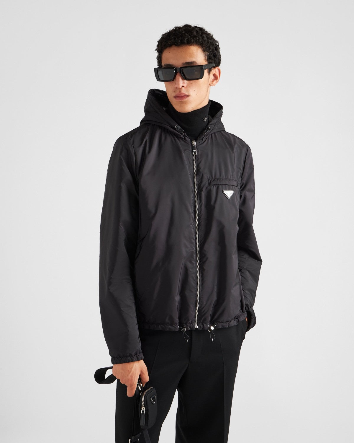 Prada Men's Autumn/Winter Solid Color Reversible Nappa Leather and Re-Nylon Waistcoat Jacket #77778