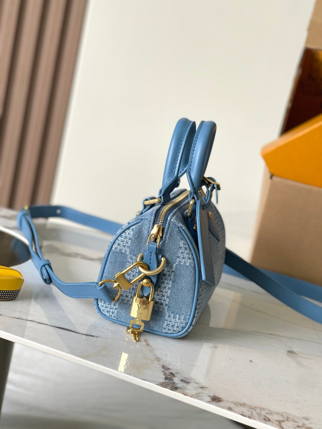 Louis Vuitton Speedy 18 Bandoulière Handbag Men's Women's Denim Bag Mini Handbags Fashion Luxury Temperament Bags N00208  #77281