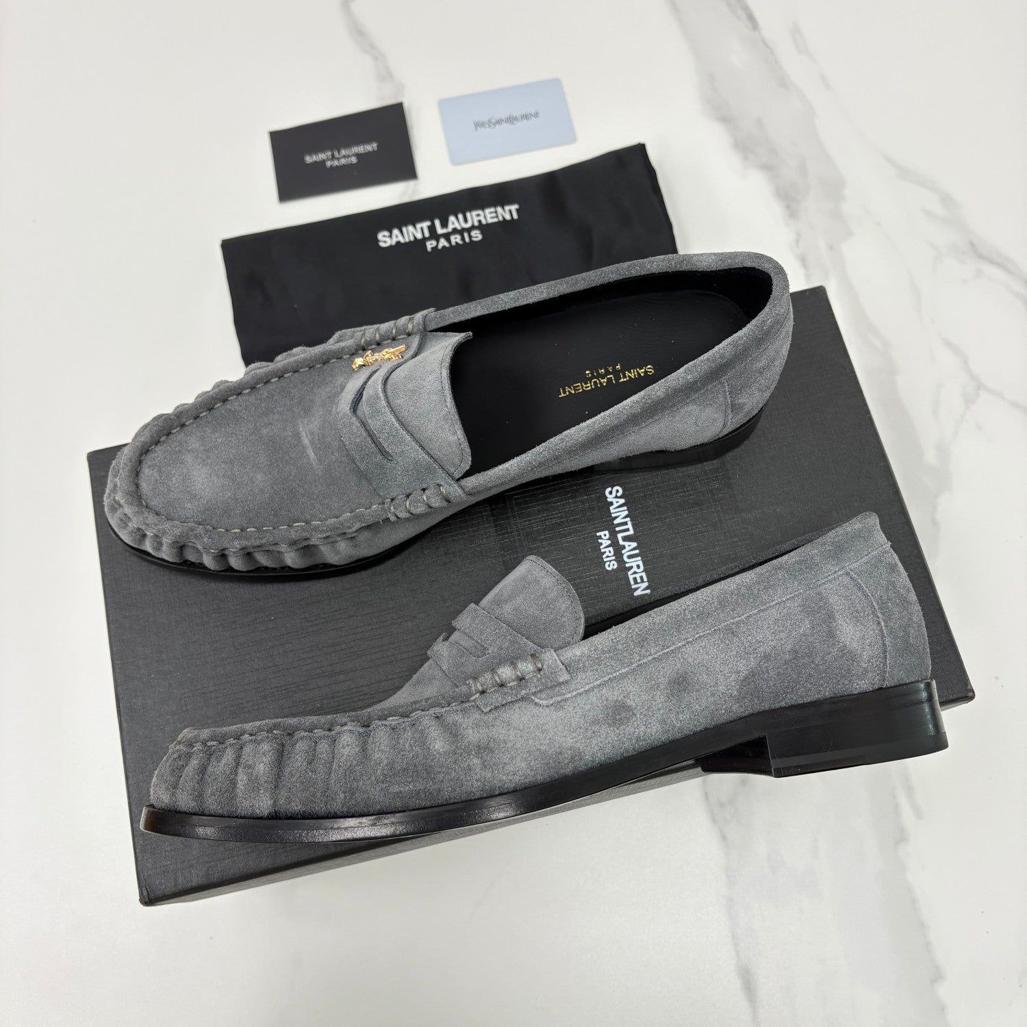 Saint Laurent LE LOAFER Supple in Suede in Brown #383805