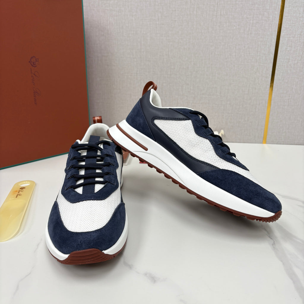 Loro Piana Week End Walk Mesh Cowhide Suede Casual Sneakers #381648
