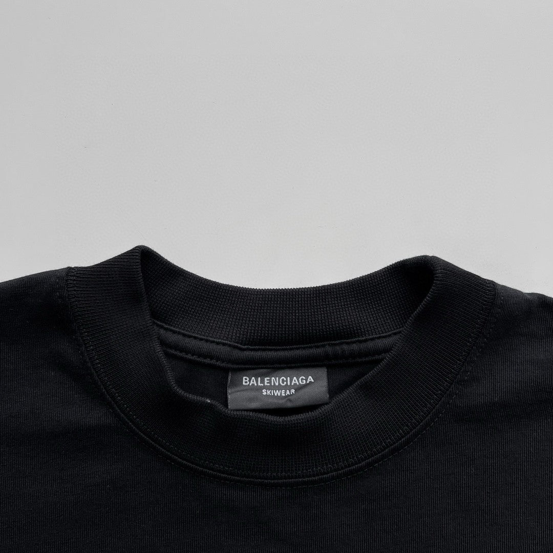Balenciaga Men's And Women's Summer Solid Color Embroidered Logo Pattern Round Neck Cotton Short Sleeve T-shirt #74262