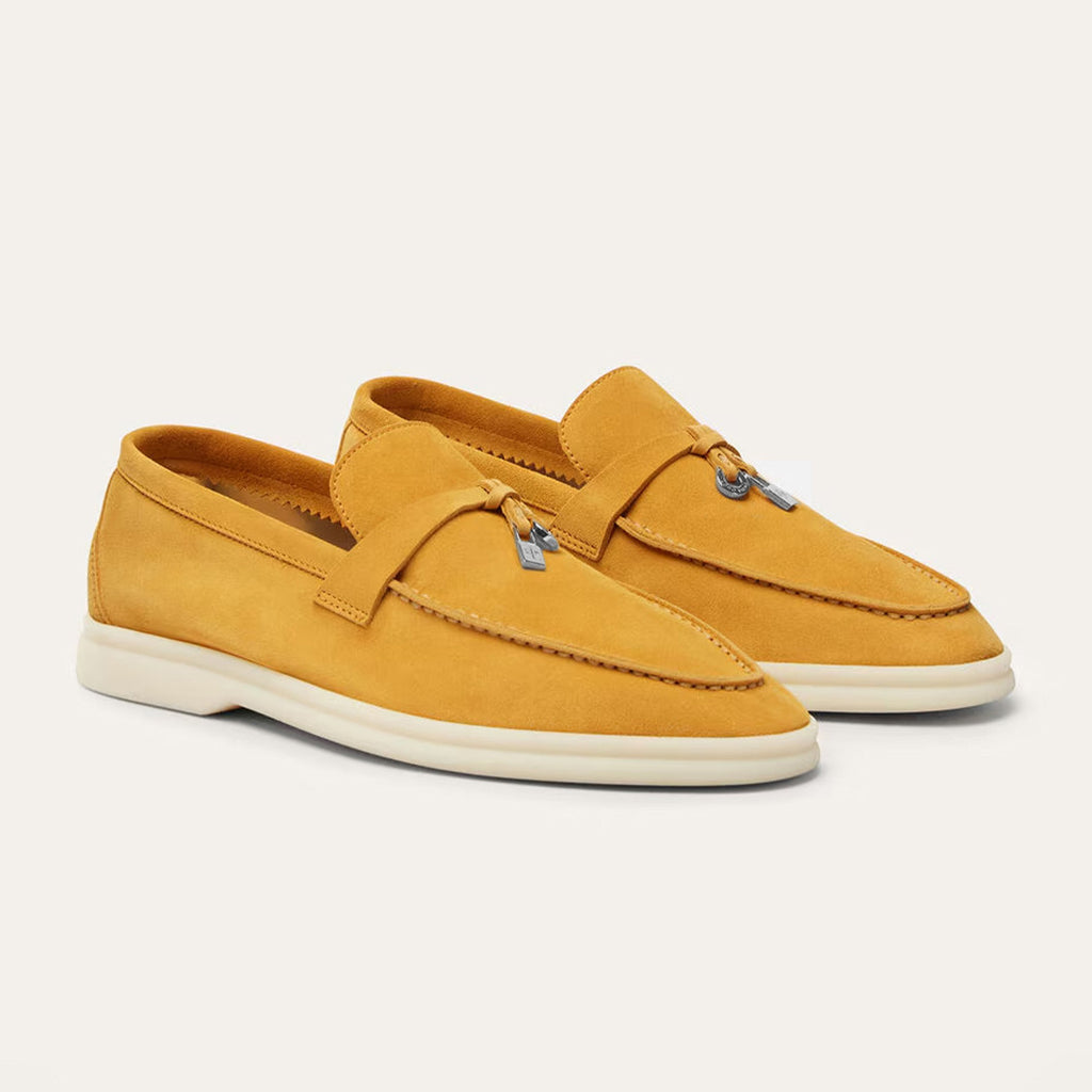 Loro Piana Women's Summer Charms Walk Mocassin Shoes Suede Round-Toe Solid-Color All-Season Casual Shoes #81538