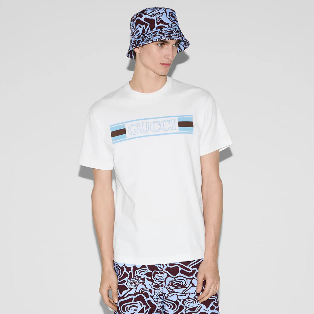 Gucci Men's Summer Logo Print Embroidery Solid Color Cotton Jersey Short Sleeve T-Shirt #76314