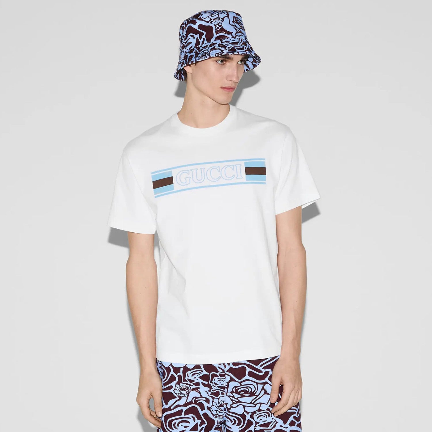Gucci Men's Summer Logo Print Embroidery Solid Color Cotton Jersey Short Sleeve T-Shirt #76314