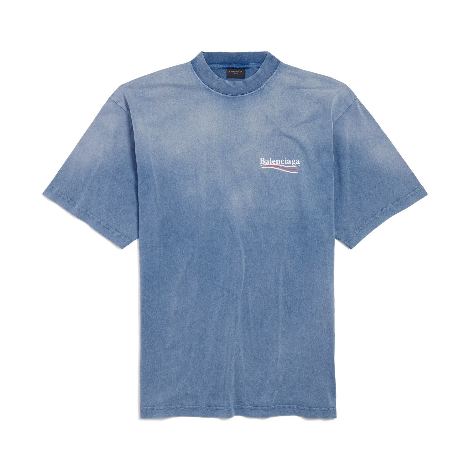Balenciaga Men's Summer Half Turtleneck Cotton Washed Gradient Logo Print Short Sleeve Political Campaign T-Shirt #71898