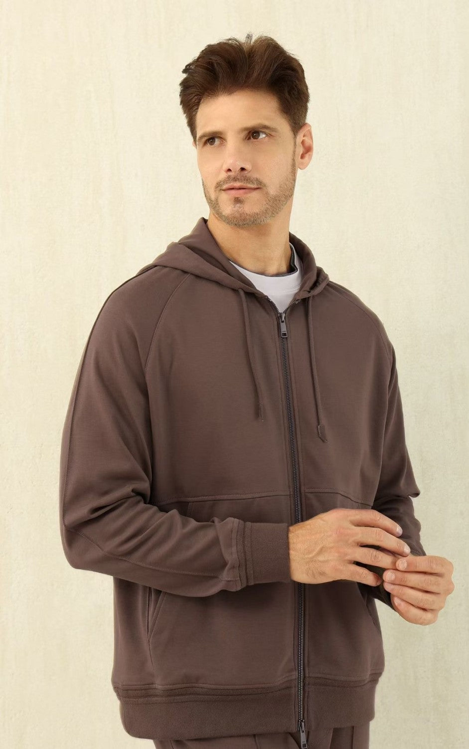 Ermenegildo Zegna Men's Spring/Fall Zipper Drawstring Hoodie Sweatshirt & Solid-Color Casual Pants Suit Set Ngvp #2352