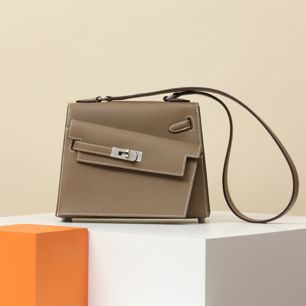 Hermes Women's Fashion Classic Reversible Asymmetric Silver Buckle Cowhide Shoulder Crossbody Tote Bag Bags #78783