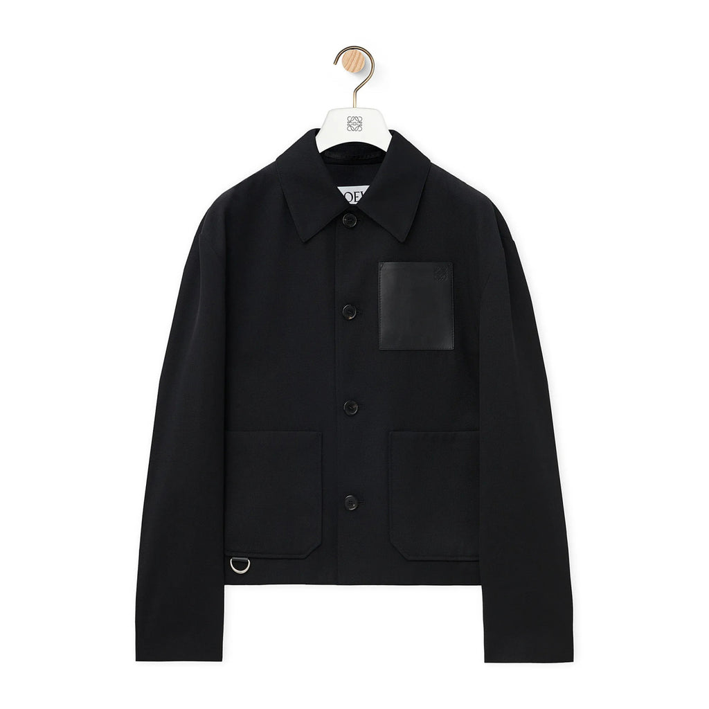 Men's Fall/Winter Logo Embossed Patch Pocket Wool Single Breasted Loose Long Sleeve Jacket #73439