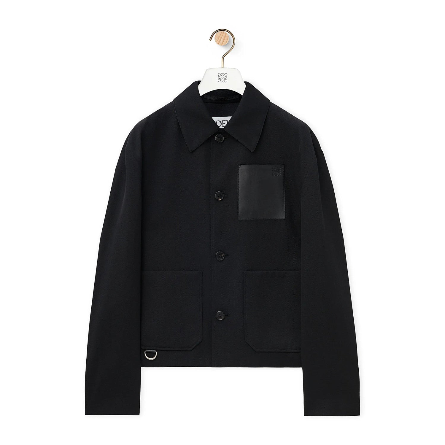 Men's Fall/Winter Logo Embossed Patch Pocket Wool Single Breasted Loose Long Sleeve Jacket #73439