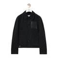 Men's Fall/Winter Logo Embossed Patch Pocket Wool Single Breasted Loose Long Sleeve Jacket #73439