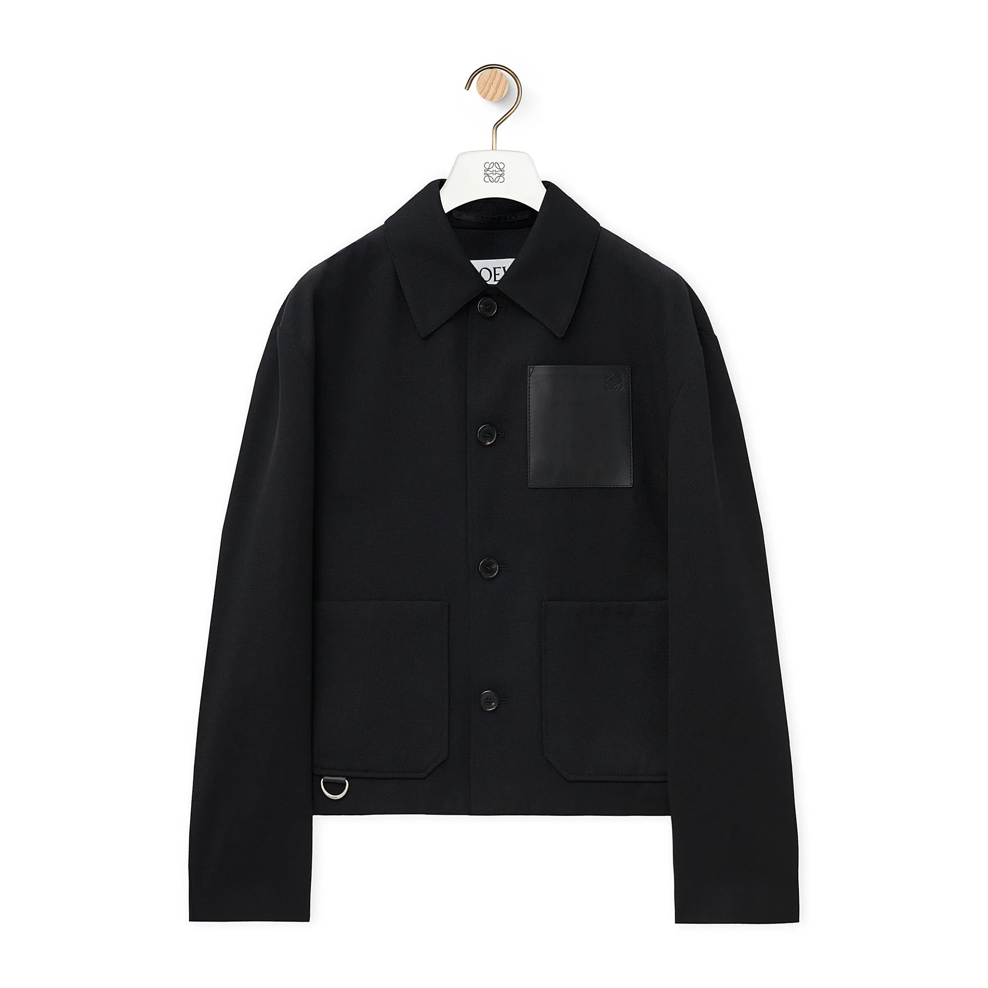 Men's Fall/Winter Logo Embossed Patch Pocket Wool Single Breasted Loose Long Sleeve Jacket #73439