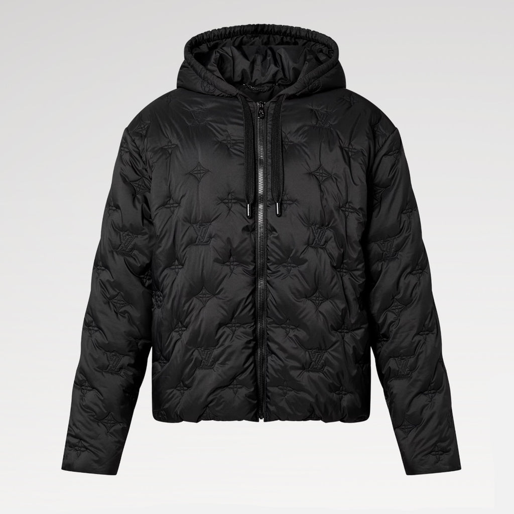 Louis Vuitton MONOGRAM Quilted Hooded Belted Jacket Women's And Men's Autumn and Winter Embroidered Letter Printed Solid Color Hooded Zipper Long Sleeve Cotton Jacket #76429