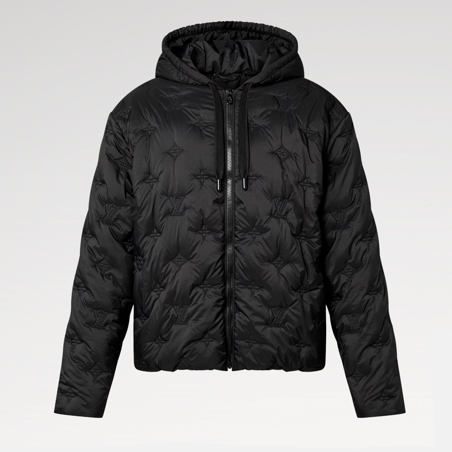 Louis Vuitton MONOGRAM Quilted Hooded Belted Jacket Women's And Men's Autumn and Winter Embroidered Letter Printed Solid Color Hooded Zipper Long Sleeve Cotton Jacket #76429