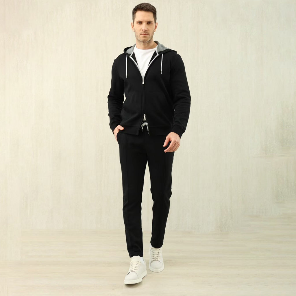 Brunello Cucinelli Men's Solid Colour Hooded Zip Sweatshirt Jacket Drawstring Comfort Straight Trousers Pants Sweatpants Suit Set  #81324