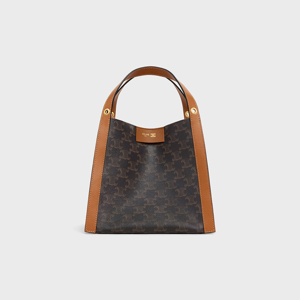 Celine Small Cube Bag in Triomphe Canvas and Natural Calfskin #377768