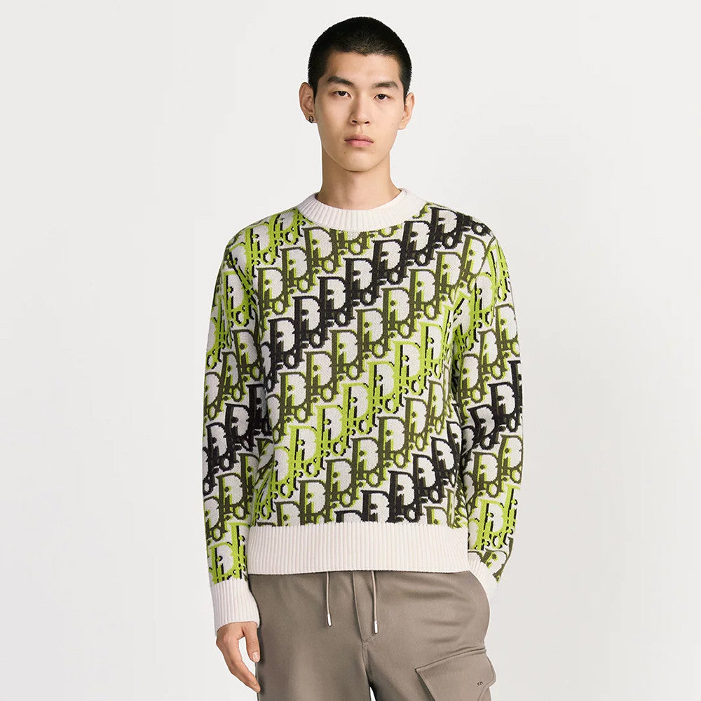 DIOR Dior Oblique Sweater White Wool Jacquard #335681
