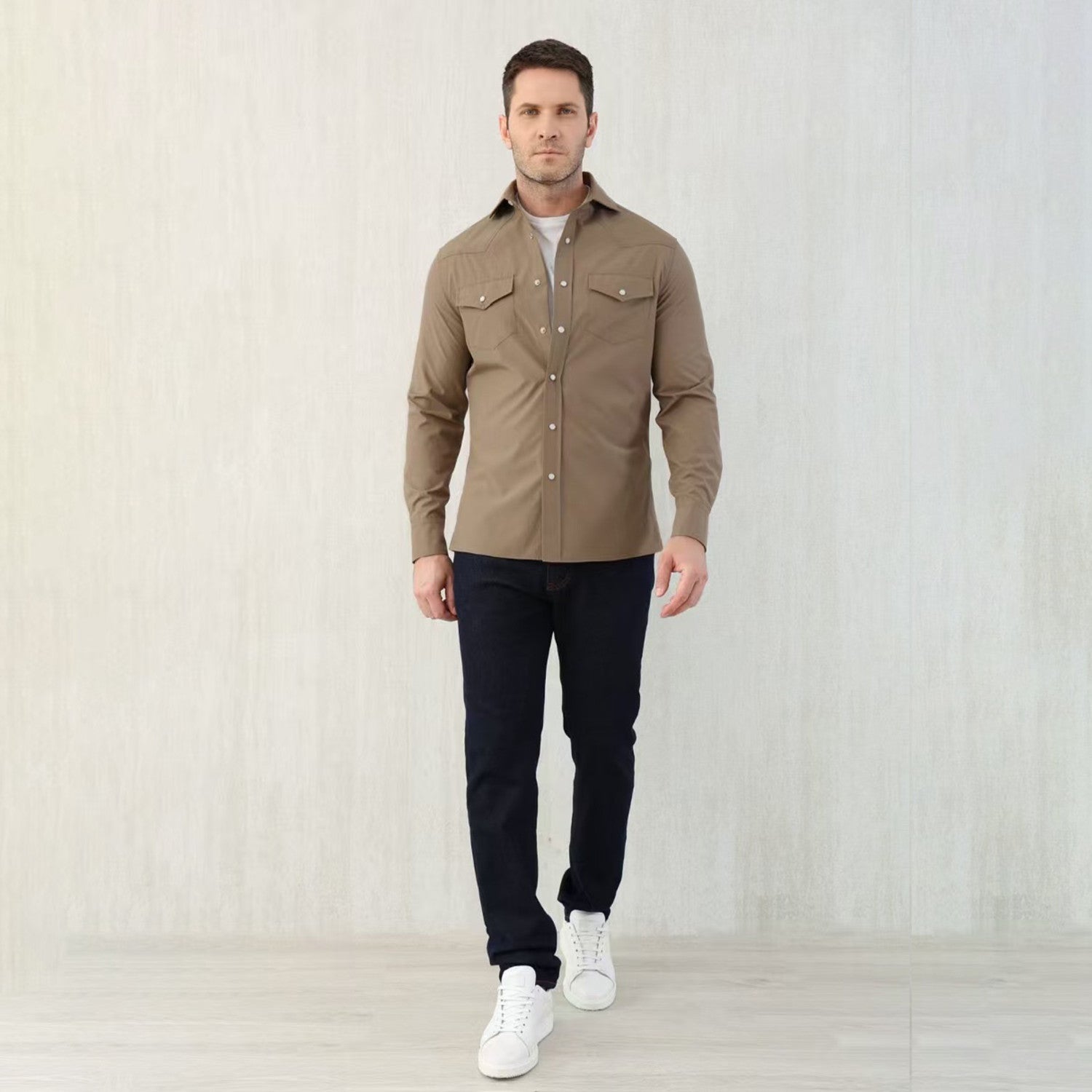 Brunello Cucinelli Men's Spring And Autumn Lapel Single-Breasted Solid Colour Shirt Fashion Casual Long-Sleeved Shirt Jacket Ngvp #1471