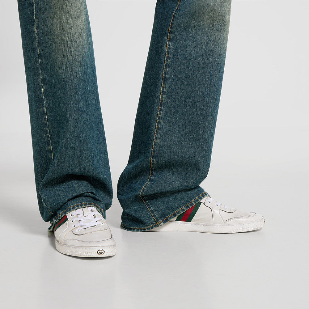 GUCCI Men's Stretch Low-top Sneaker in White Leather #378601