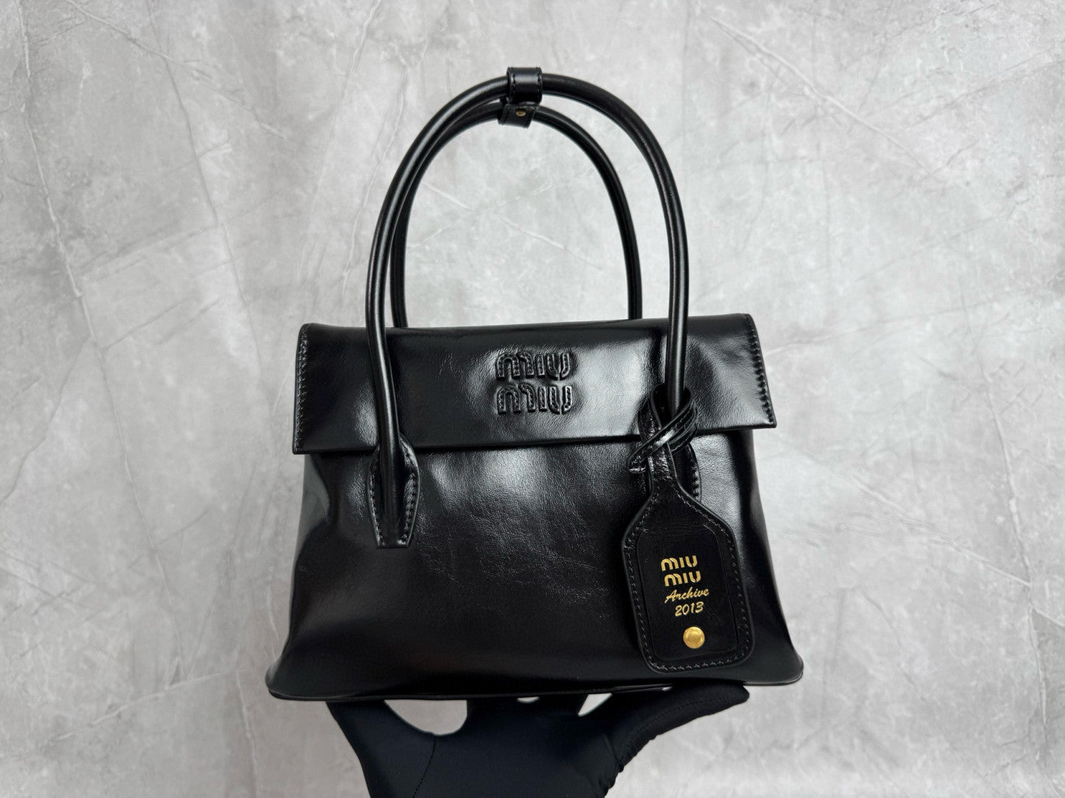 MiuMiu Jang Won-young Leather Double-sided flap Vintage handbag Shoulder bag bags #194095
