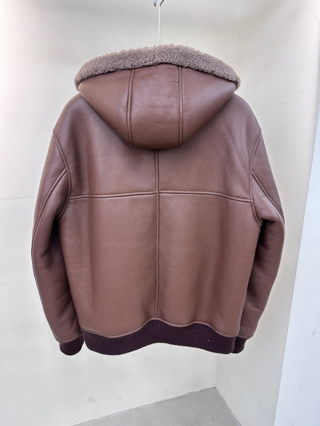 Louis Vuitton Men's Winter Leather Reversible Shearling Hooded Blouson Jacket #97136
