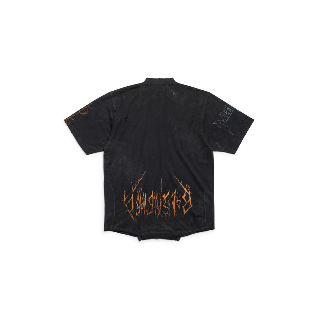 Balenciaga Men's And Women's Round Neck Destroyed Oversized Summer Solid Color Cotton Short Sleeve Paris Moon Upside Down T-Shirt Ngvp #2136