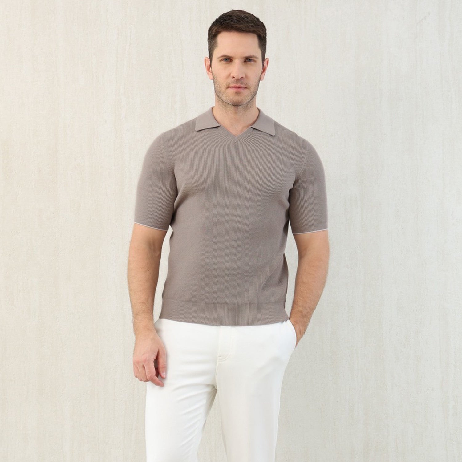 Brunello Cucinelli Men's Business Casual Spring Summer Cotton British Ribbed Knit Polo Shirt Fashion Trend Casual Comfort Lapel T-Shirt Ngvp #1347
