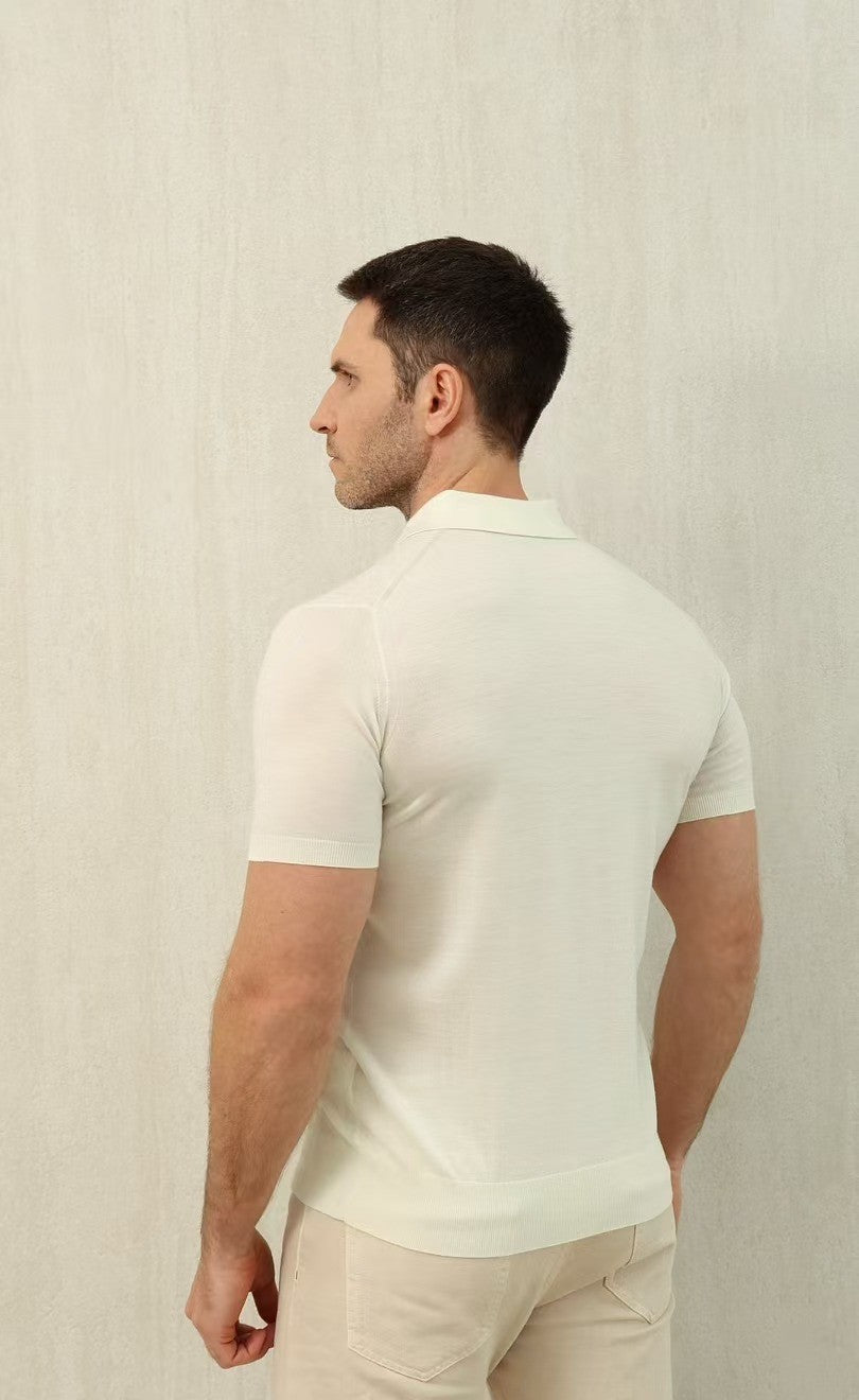 Loro Piana Men's Summer Lapel Straight Solid Color Fitted Pullover Short Sleeve Polo Shirt Ngvp #1554