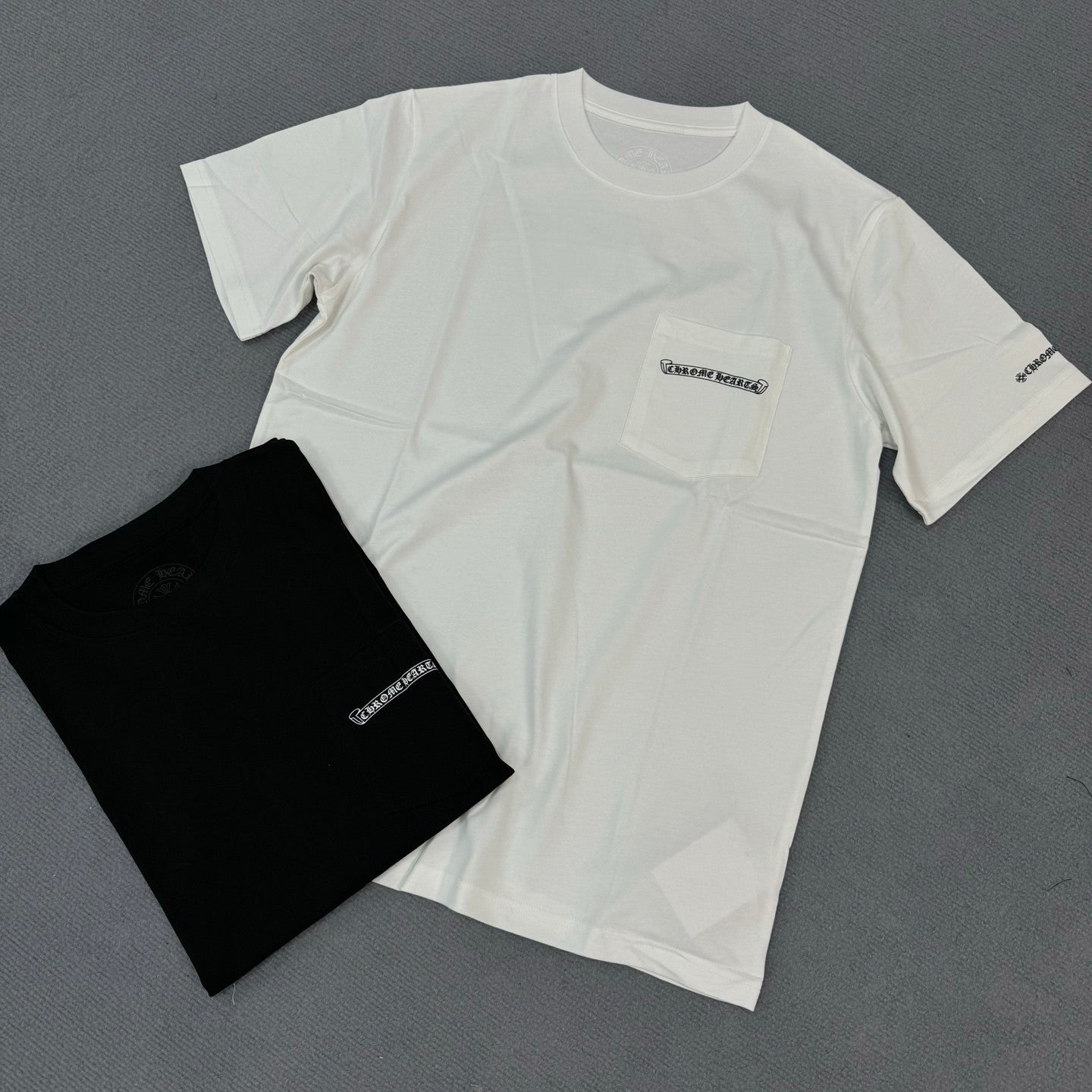 Chrome Hearts Men's Summer Solid Color Sanskrit Print Round Neck Cotton Short Sleeve T-Shirt #77169