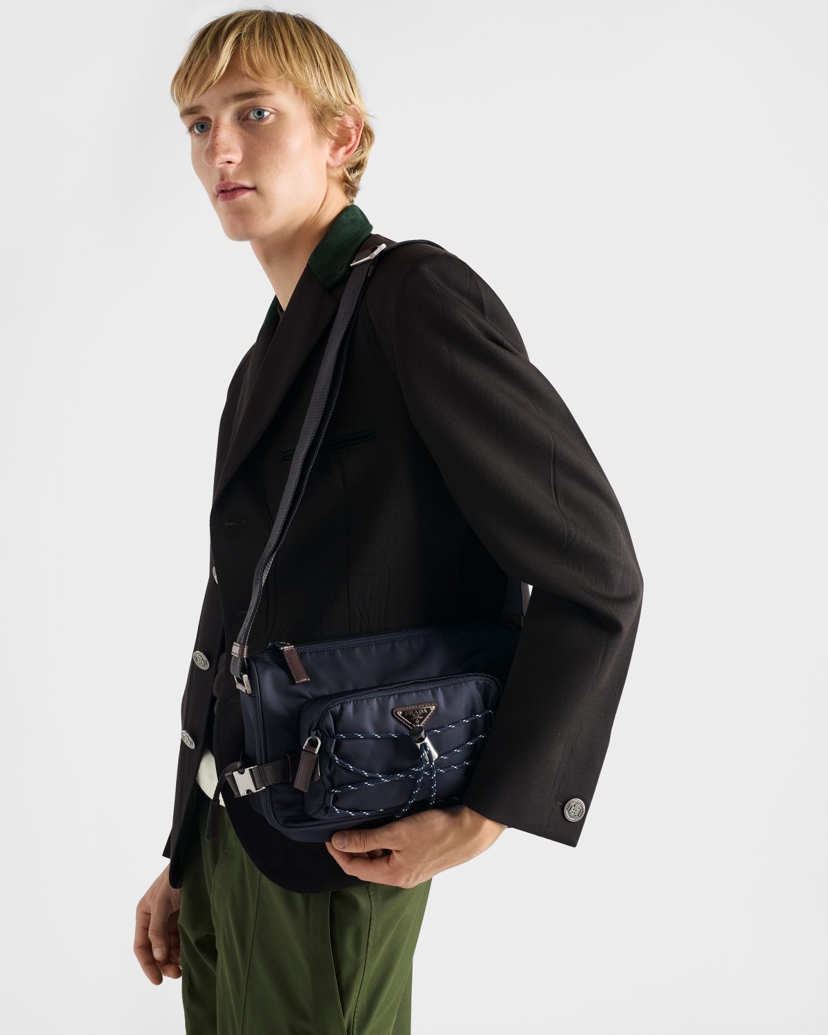 PRADA Black Prada Speedrock Re-nylon Leather Shoulder Bag #334216