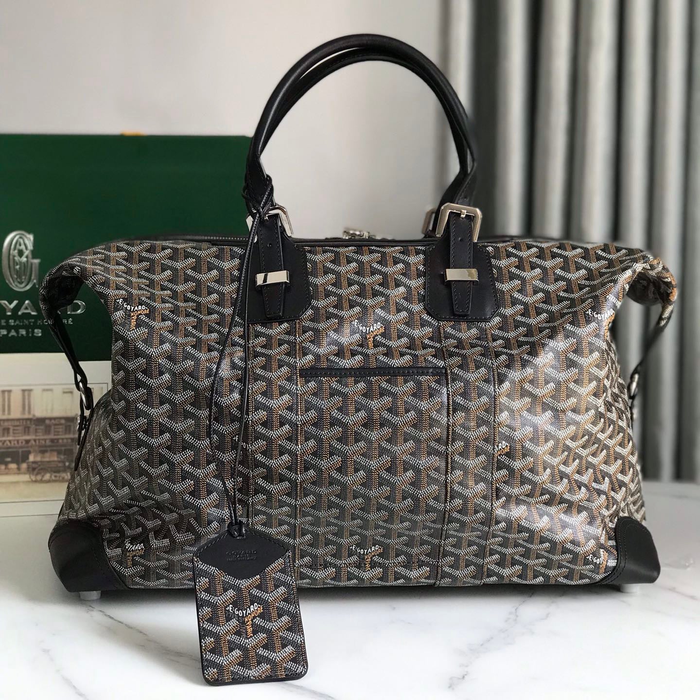 GOYARD Men's And Women's Old Flower Full Print Canvas Collocation Cowhide Shoulder Cross Handbag Travel Bag Bags #75471