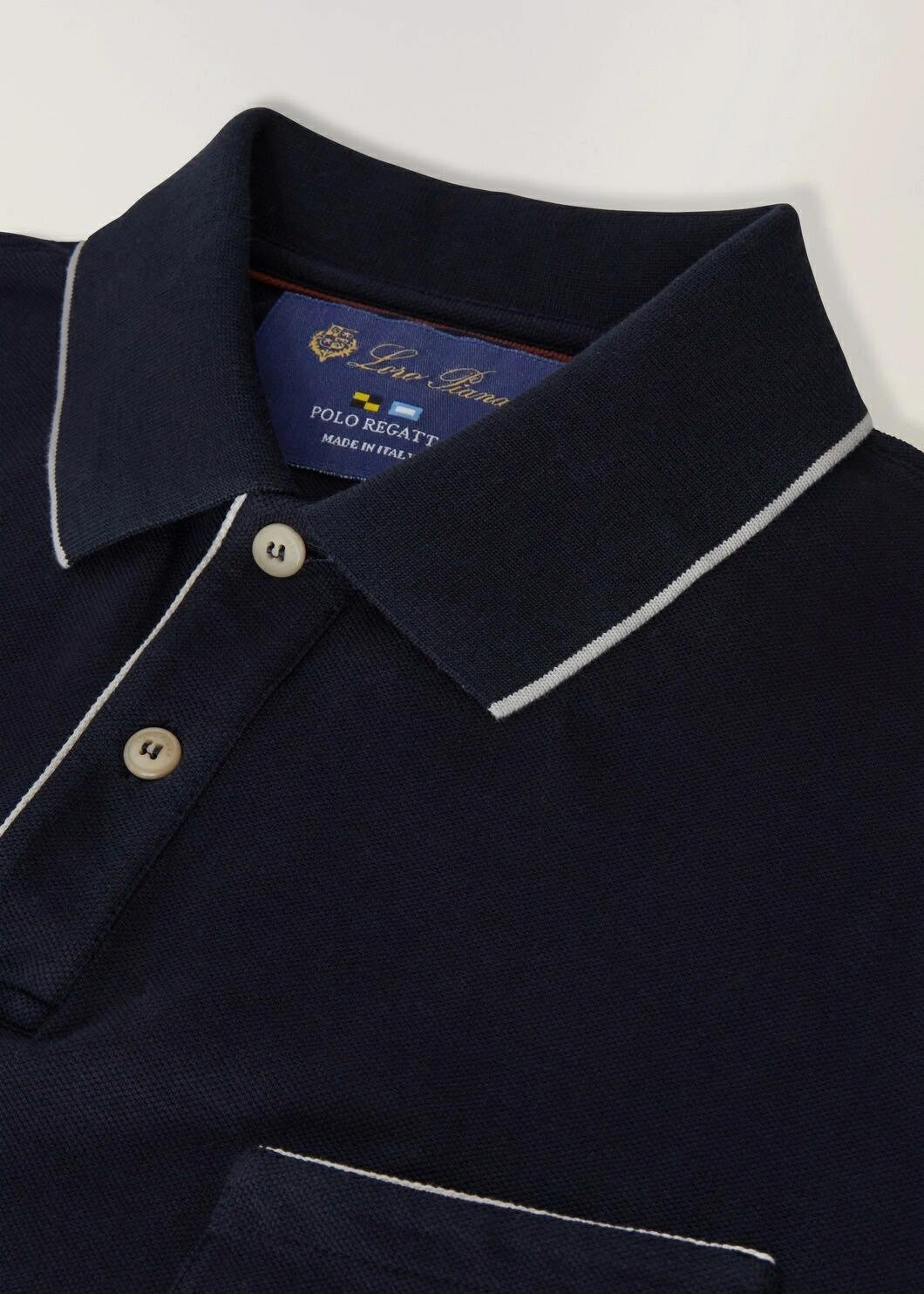 Loro Piana Men's Summer Chest But Pocket Design Solid Color Cotton Short Sleeve Fitted Regatta Polo Shirt Ngvp #8517
