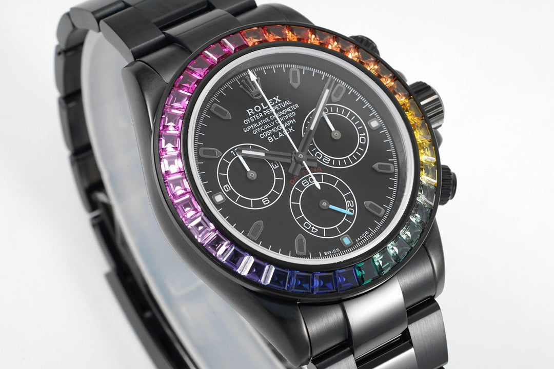 Rolex Men's Women's Fashion Luxury with Diamonds Black Casual Temperament Mechanical Watch #98767
