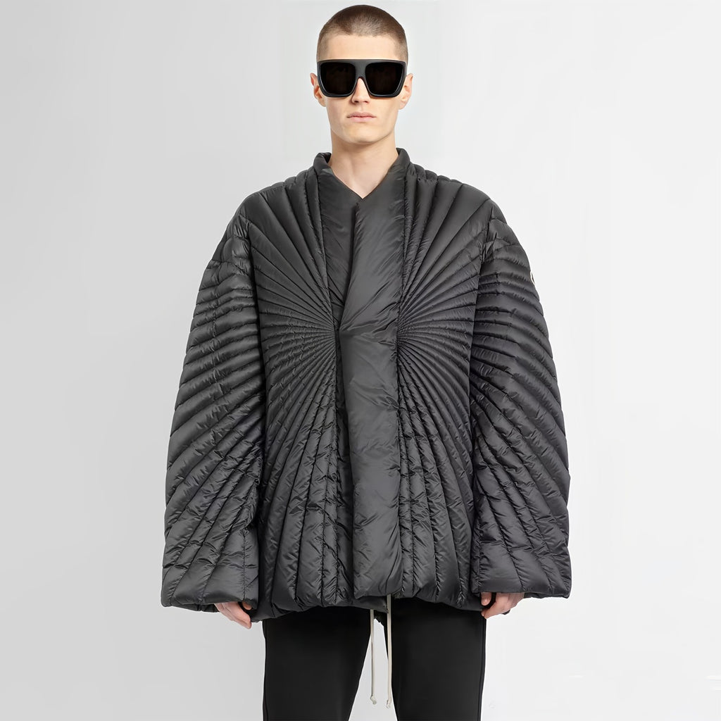 Rick Owens X Moncler Men's Women's Fall And Winter Rays Striped Down Jacket Fashion High Street Design Premium Unique Jacket Ngvp #2497