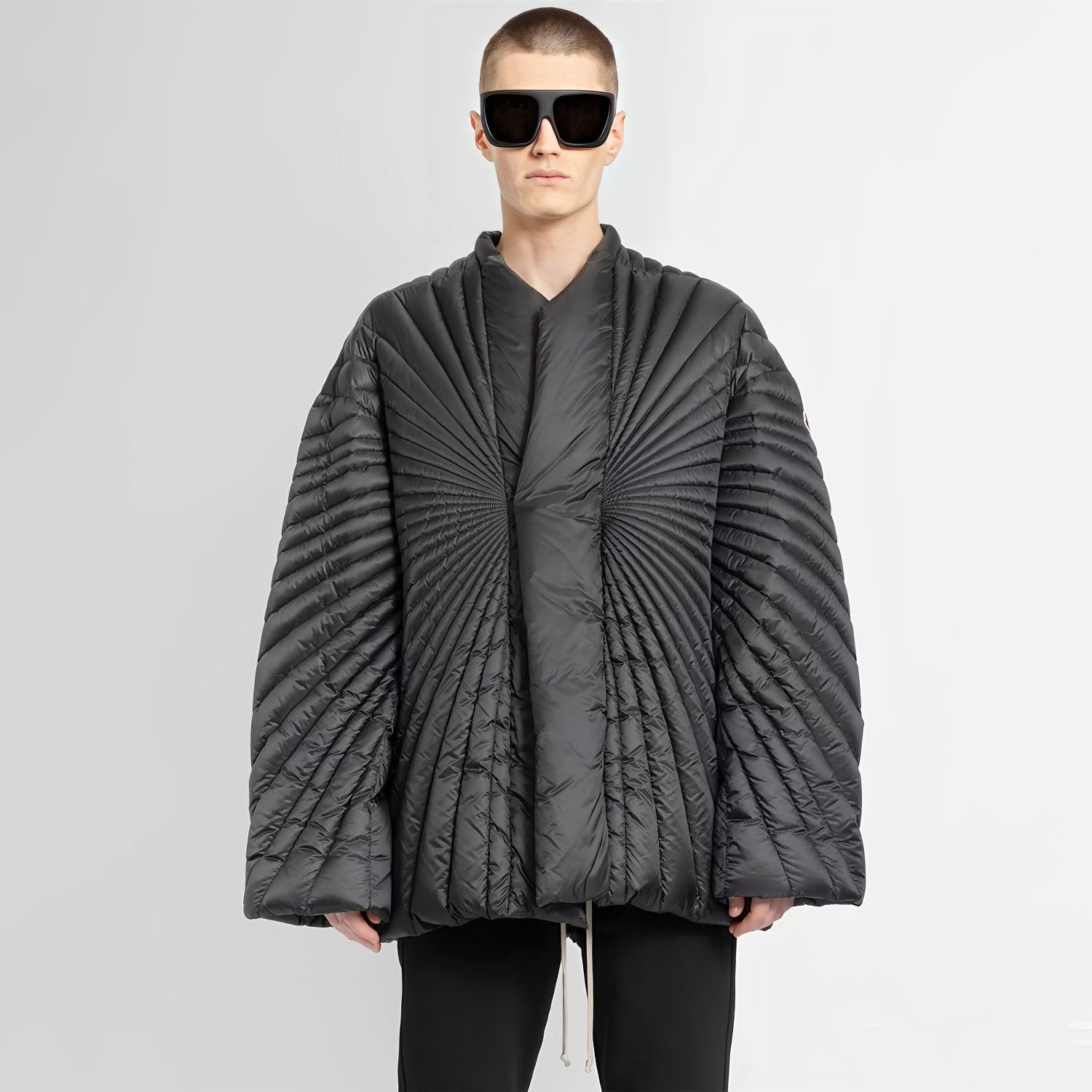 Rick Owens X Moncler Men's Women's Fall And Winter Rays Striped Down Jacket Fashion High Street Design Premium Unique Jacket Ngvp #2497