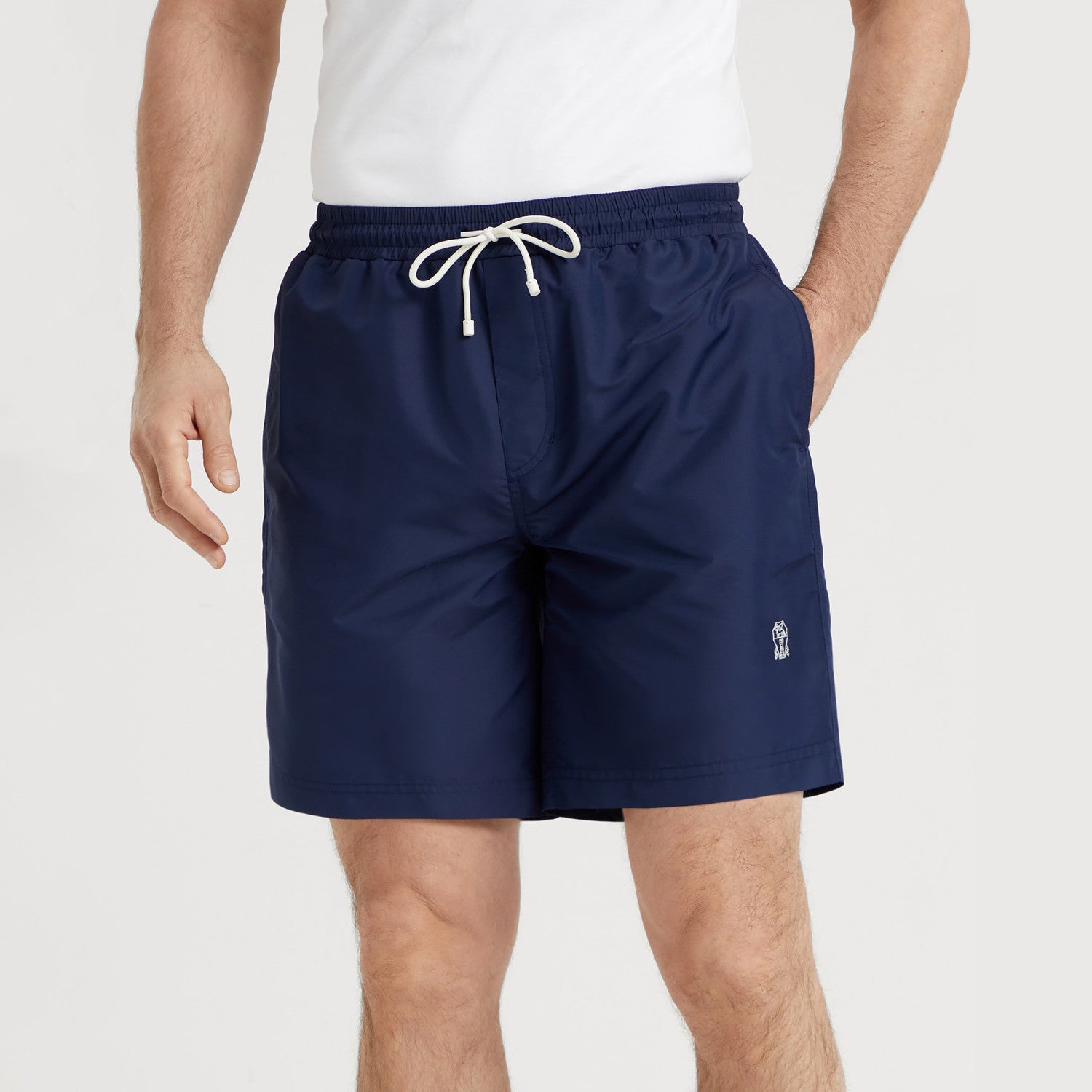 Brunello Cucinelli Men's Summer Solid Color Polyester Casual Drawstring Shorts #77362