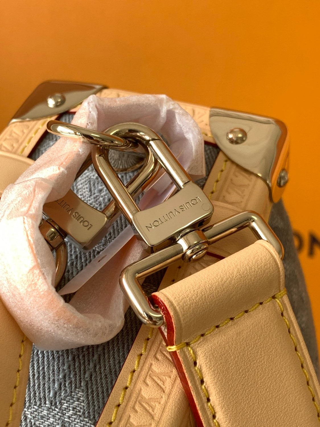 Louis Vuitton Side Trunk Women's Letter Print Metal Buckle Cotton Crossbody Bag Shoulder Bags Handbag #77847