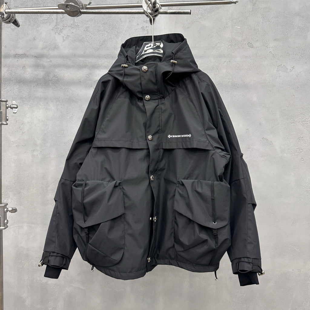 Chrome Hearts Men's And Women's Fall/winter Fashion Casual Solid Color Hooded Zipper Windproof Single Breasted Button Classic Logo Print White Goose Down Filled Jacket #79546