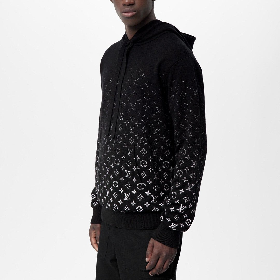 Louis Vuitton Men's Spring And Autumn Gradient Logo Knitted Hoodie Fashionable And Casual Drawstring Sweater  #95123